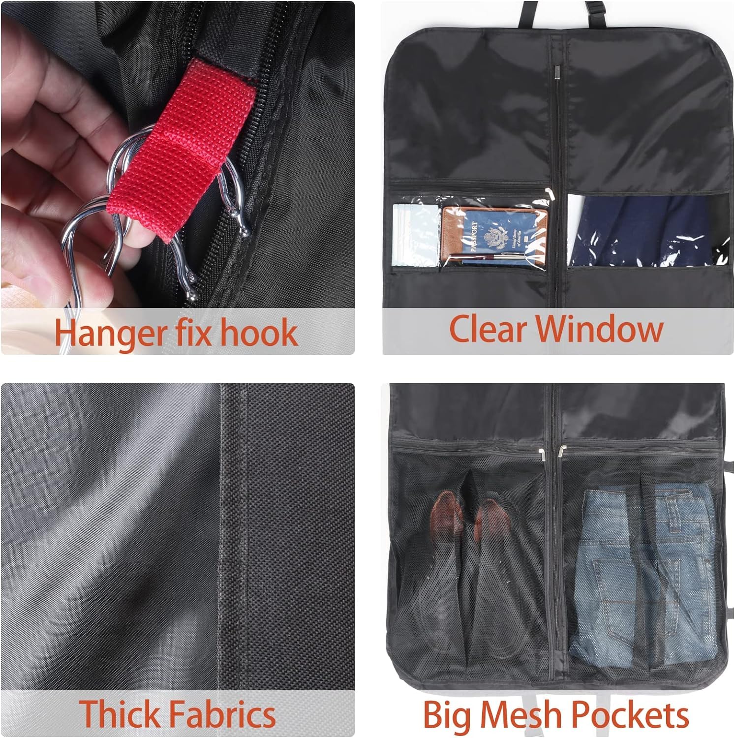 Portatrajes Fundas Ropa Bolsa De Ropa De 50 "con Asa, Funda para Traje con Cremallera Reforzada Y 6 Bolsillos, Bolsa De Viaje Plegable De Tela Oxford Funda Traje Funda Abrigos