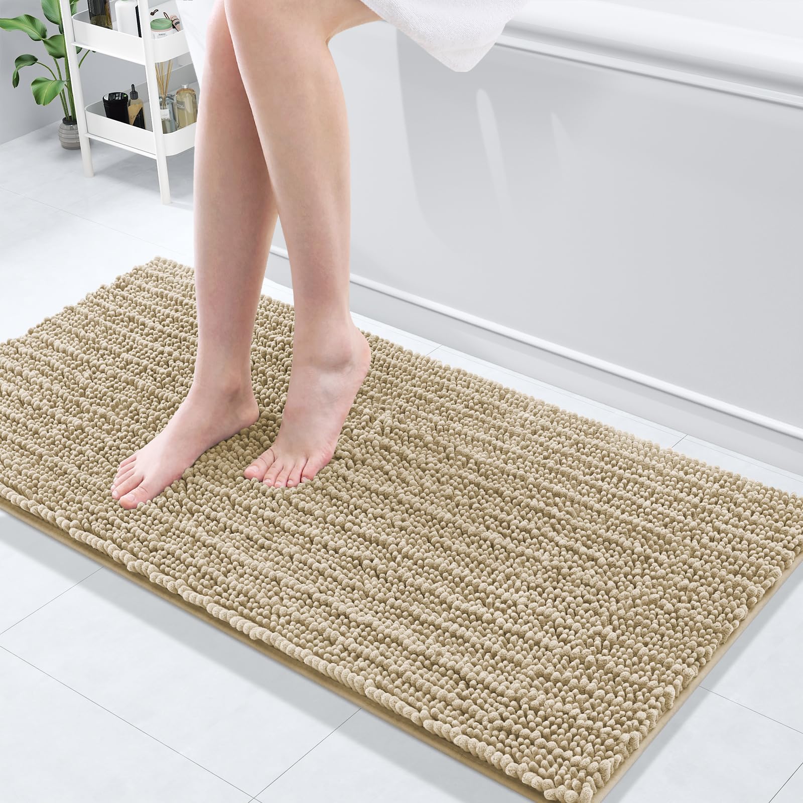 Arotive Luxury Chenille Bathroom Rug Mat, Extra Soft Thick Absorbent Shaggy Bath Rugs, Non-Slip Machine Wash Dry, Plush Bath Mats for Bathroom, Shower