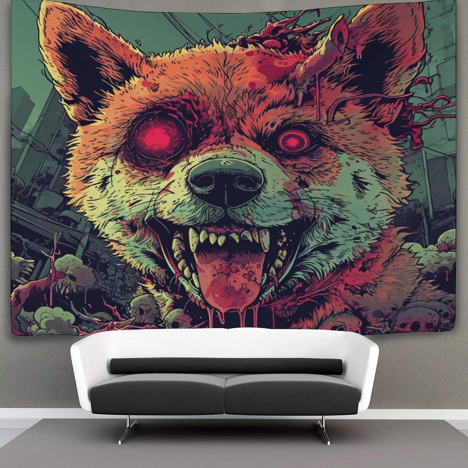 kaiyun Shiba Zombie Tapestry Bedroom Aesthetic Indie Wall Room Decor Animal Wall Hanging,Wall Art 70cmx100cm