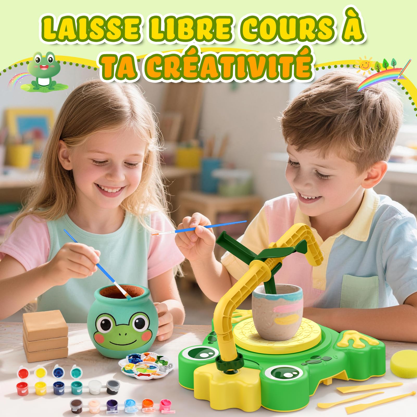 Tour de Poterie pour Enfants: Jouet pour Enfants 6+ Ans, Poterie DIY avec Argile et Peintures pour Débutants, Idéal comme Cadeau d'Anniversaire ou de Noël pour Filles et Garçons de 6 à 12 Ans