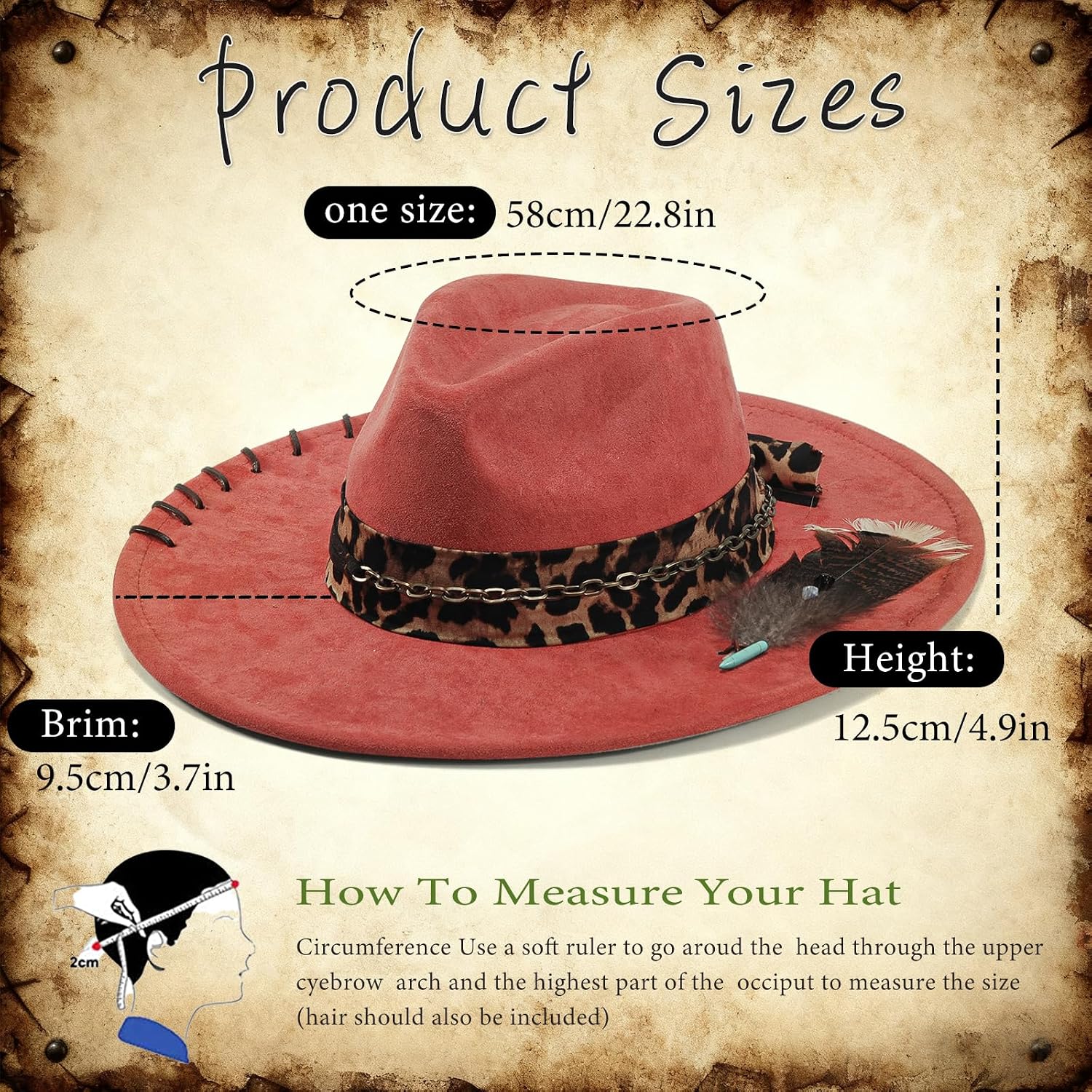 Wide Brim Fedora Hat Mens Women Felt Panama Hat Dress Up Hat Wine red