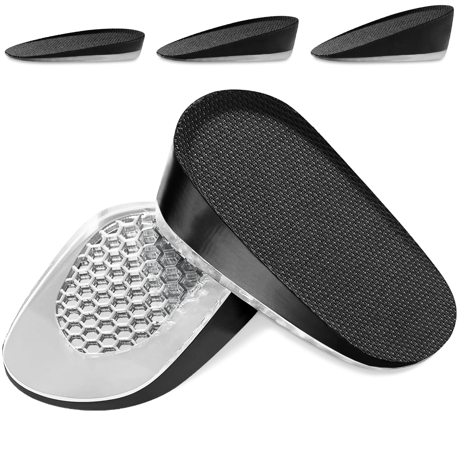 Ailaka 1 Pair Gel Height Increase Insoles, Shock Absorption Heel Cushion Pads, Height Lift Shoes Inserts for Men & Women