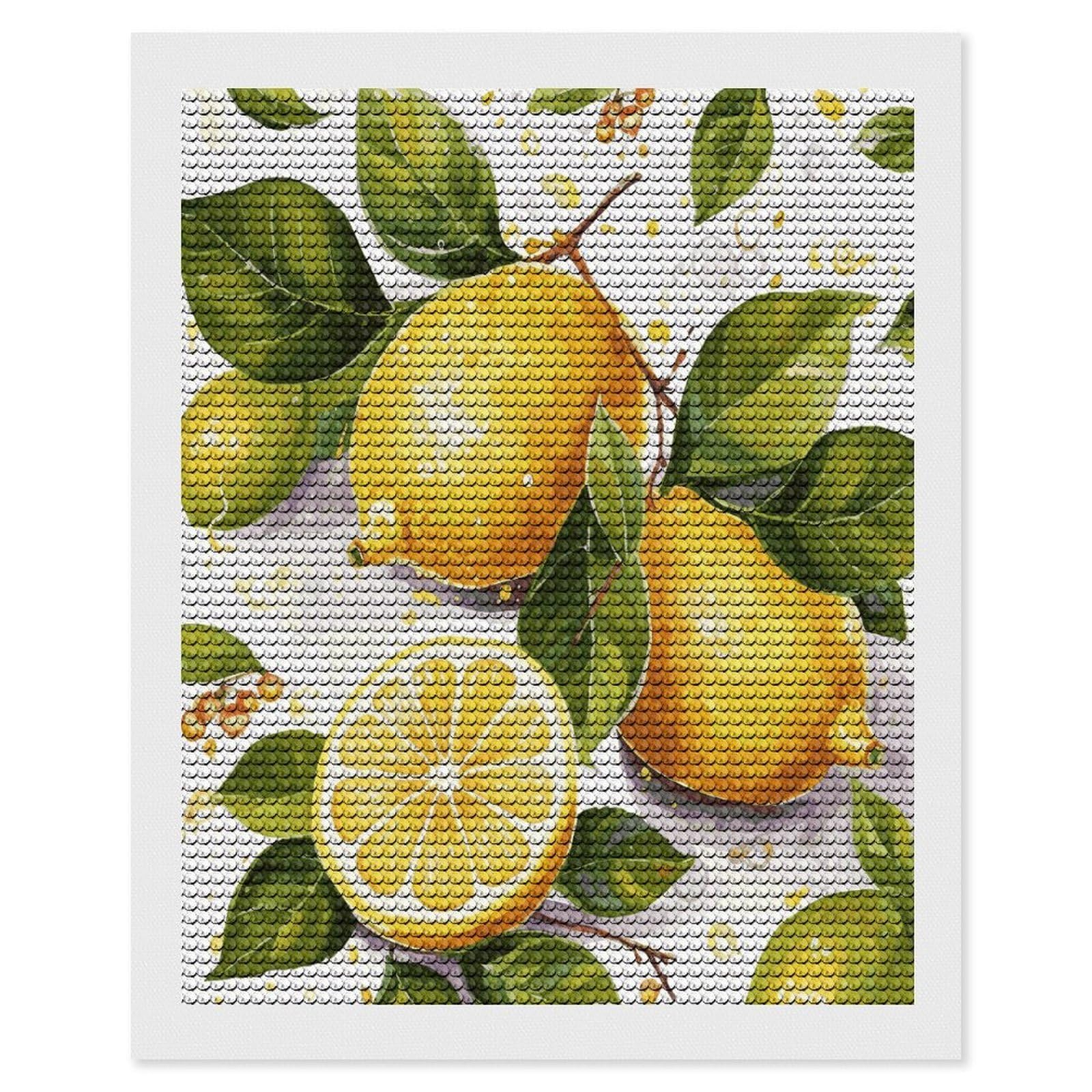 JTREHY Fruits Lemon Diamond Art Kits Personalized DIY Round Diamond Painting Kits for Beginner Full Drill Diamonds Dots Paintings for Adults Gem Art Crafts Home Decor