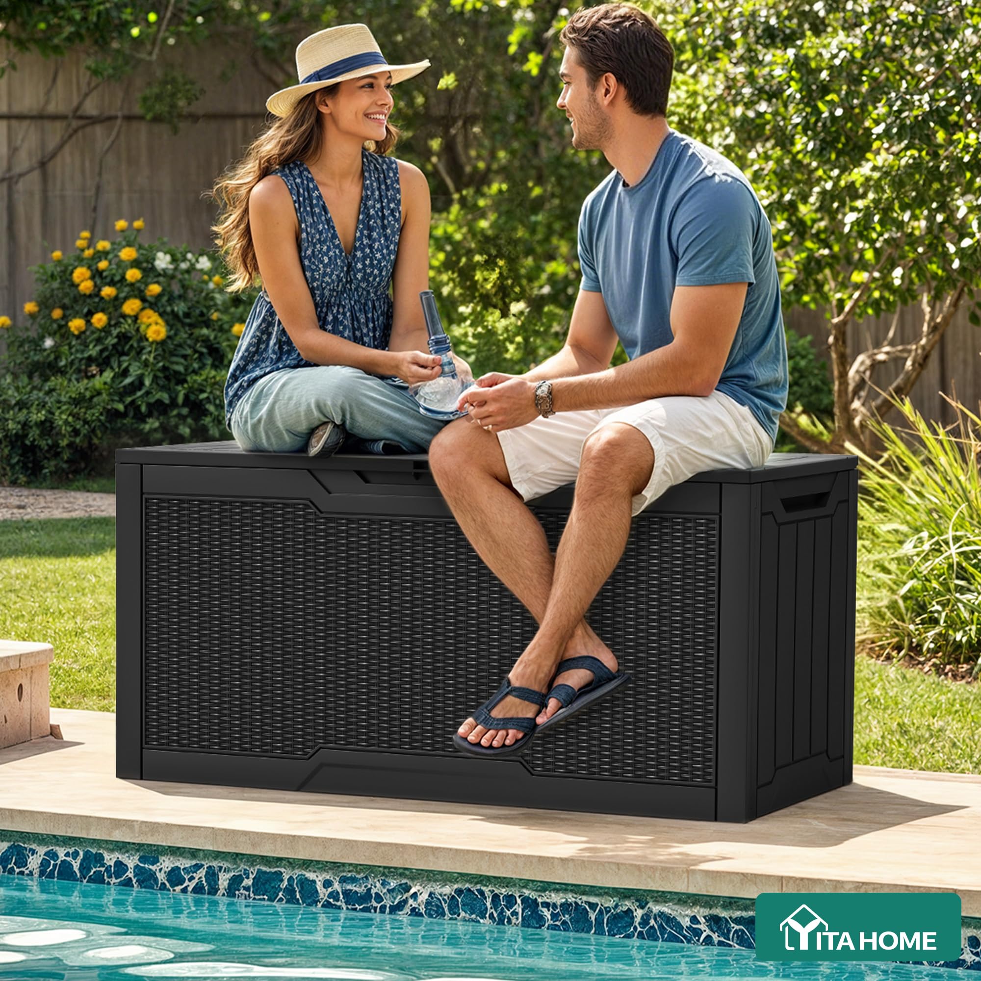YITAHOME 80 Gallon Resin Deck Box - Outdoor Storage -5