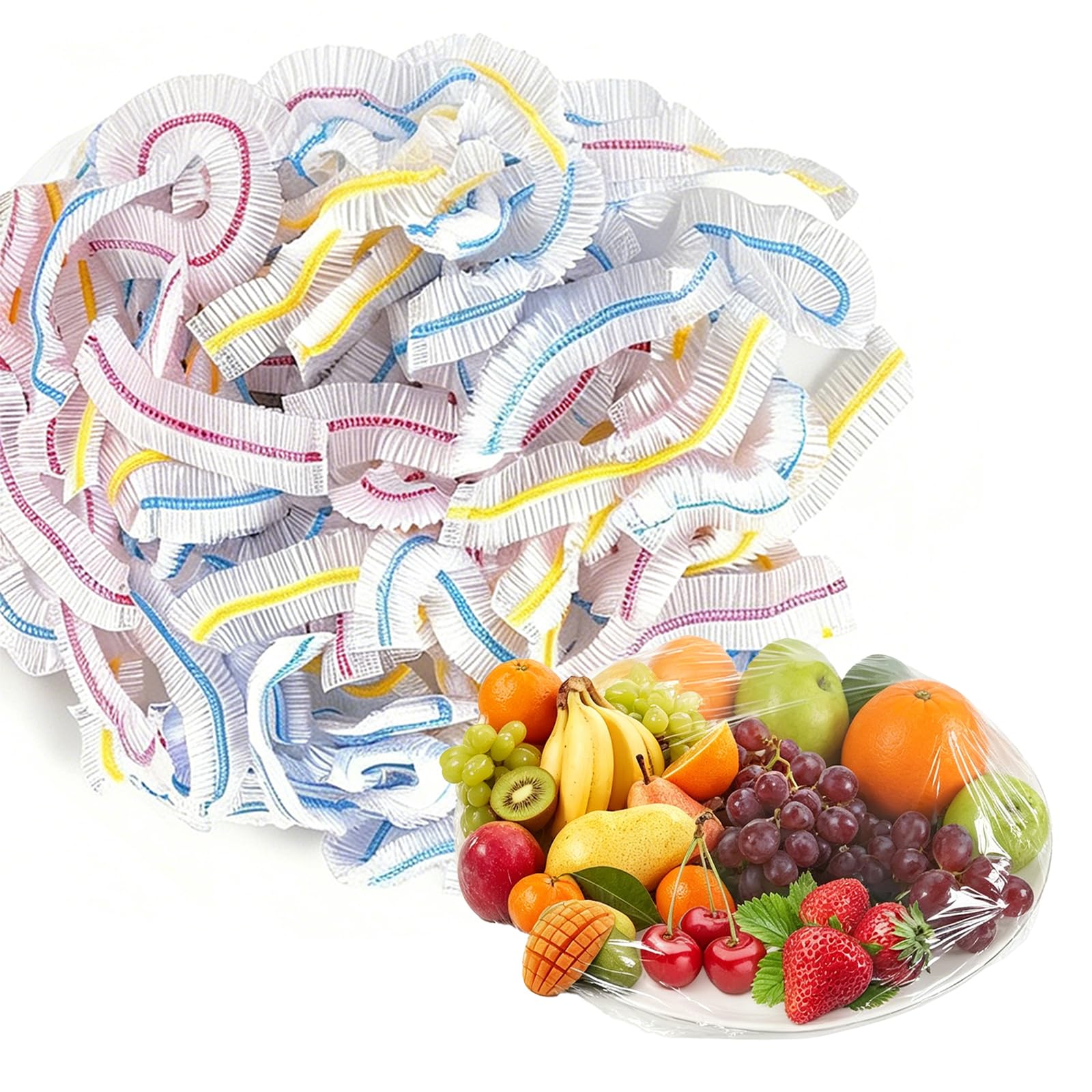 Colorful Stretch Food Covers, Plate Cover, Elastic Plastic Bowl Lids for Food Storage, Versatile Universal Bowl Covers, FoodCovers Plastic Stretch for Fruits, Vegetables, Meat & More (200)