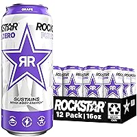 Vista 1 de Rockstar Pure Zero - Bebida energética, sabor a uva, 0 azúcar, con cafeína y taurina, paquete de 12 latas de 16 onzas (el embalaje puede variar)