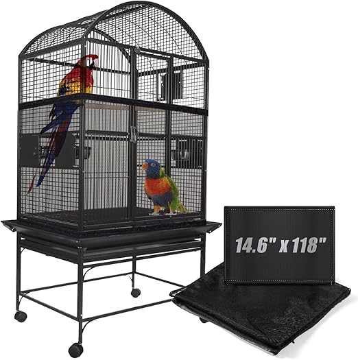 Bird Cage Netting Adjustable Skirt Soft Breathable Mesh Seed Catcher for Indoor Round Square Cage (80 inch to 118 inch Circumference)