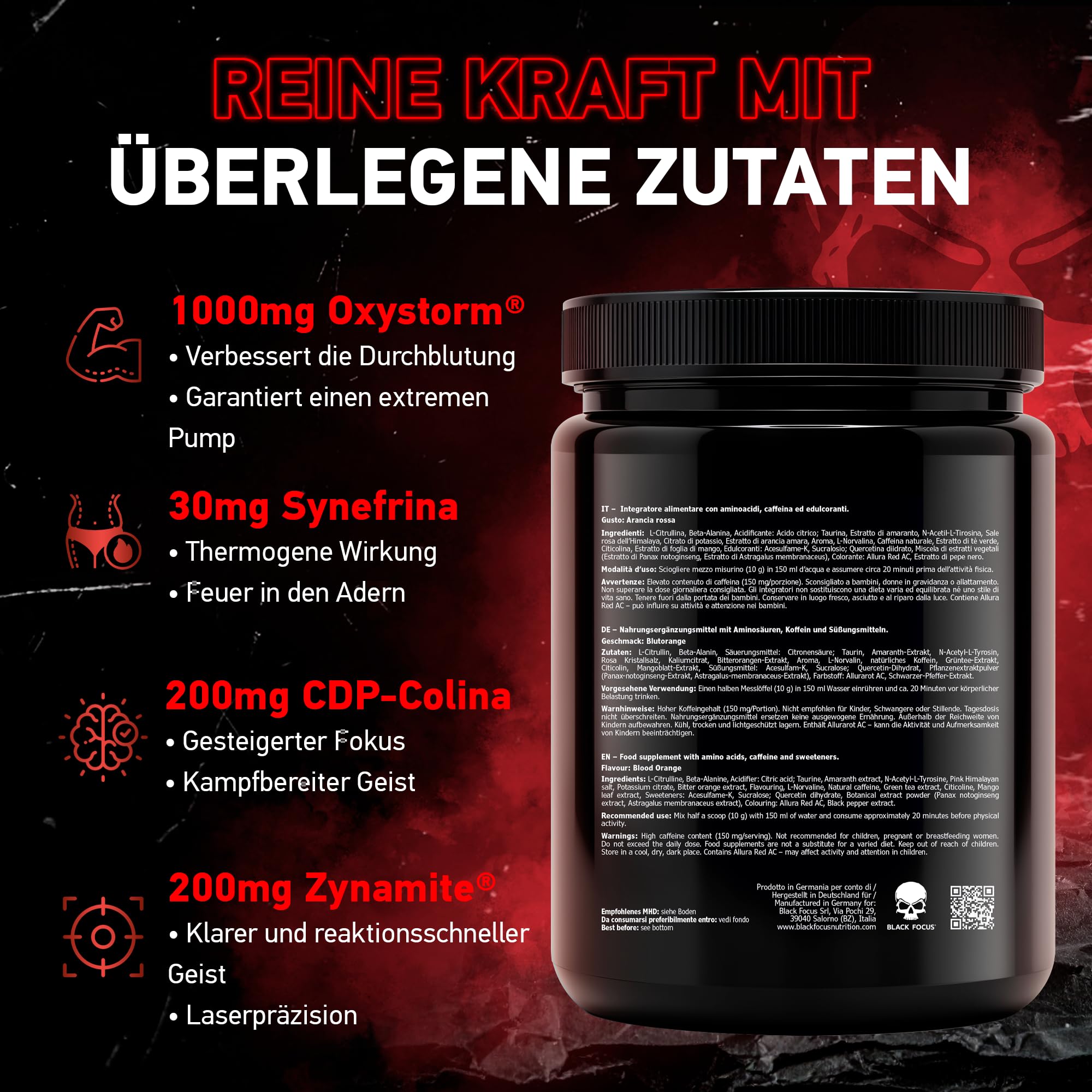 Pro 3.0 Hardcore Pre Workout Booster - Trainingsbooster mit Koffein, L-Citrullin, Zynamite & Oxystorm - Pump & Fokus - Energy Booster für Gym & Fitness - Dragon Fruit Geschmack - 400g