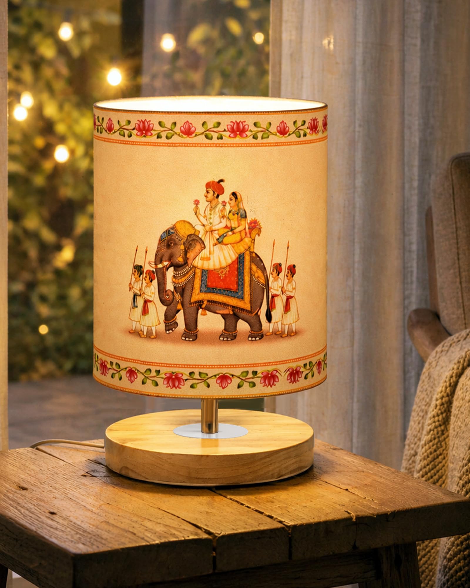 Homesake Pine Table Lamp - Indian Art Shade -15