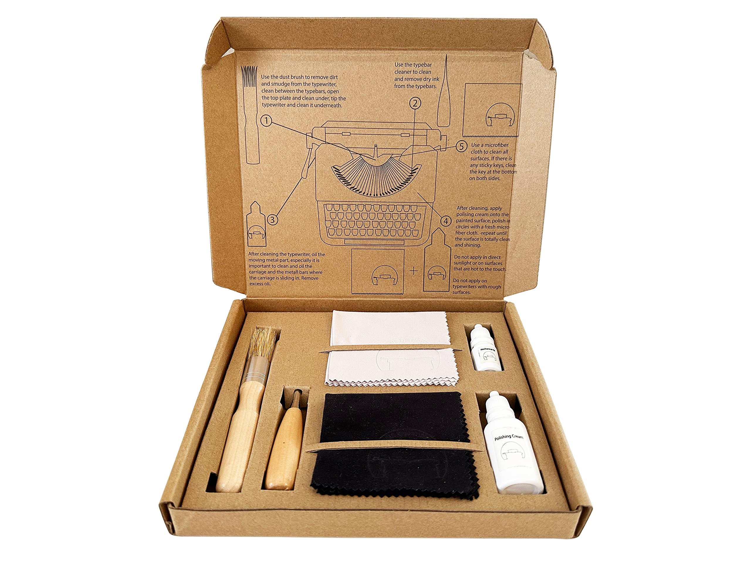 Typewriter Maintenance Kit Dust Brush Typewriter Oil Polishing Cream Strike Bar Cleaner Fiber Cloths BSIE Typewriters