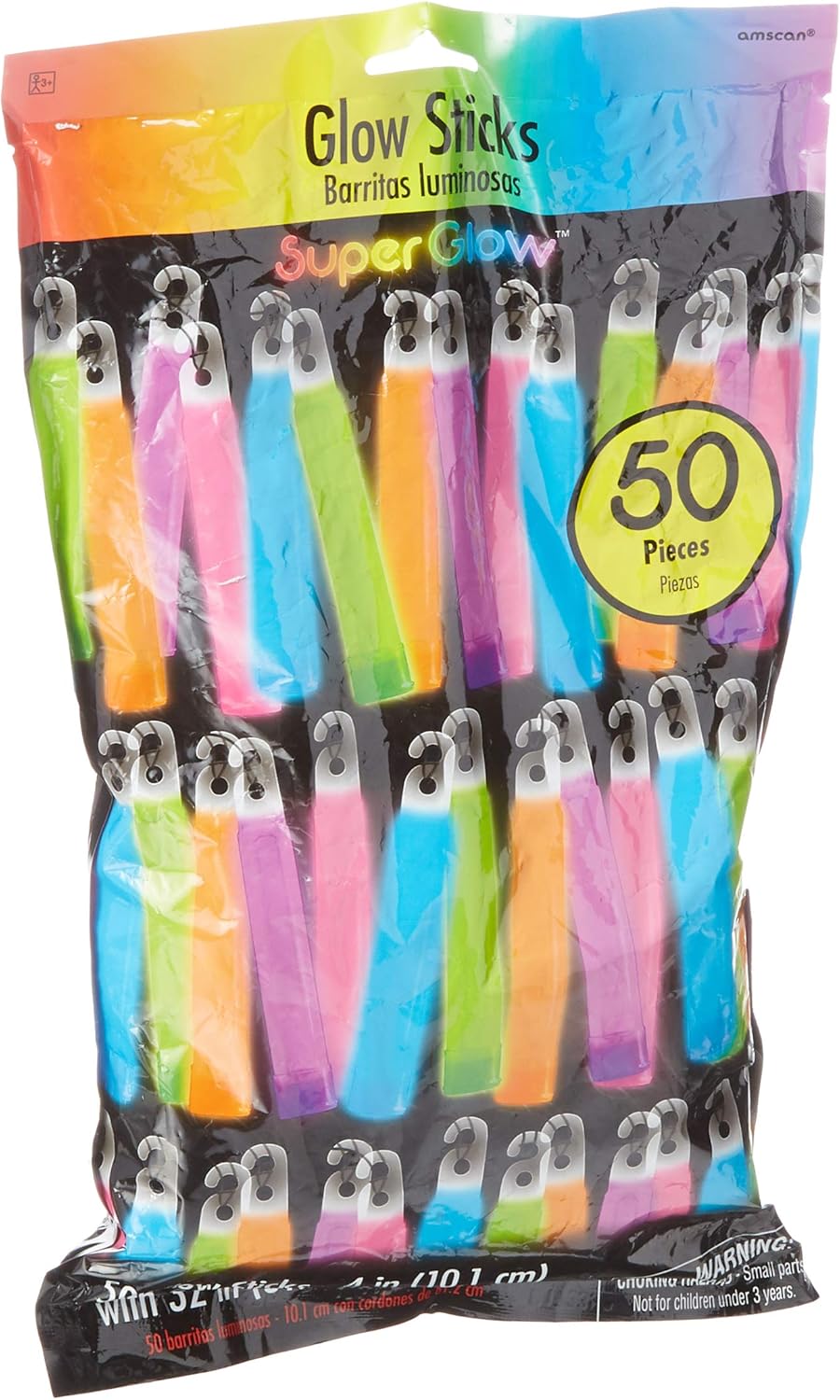 Glow Stick Super Kit, Multi Color Vibrant Lights - 4" (Pack of 50) - Premium Quality Long-Lasting Glow Sticks - Perfect for Parties, Events, & Emergencies
