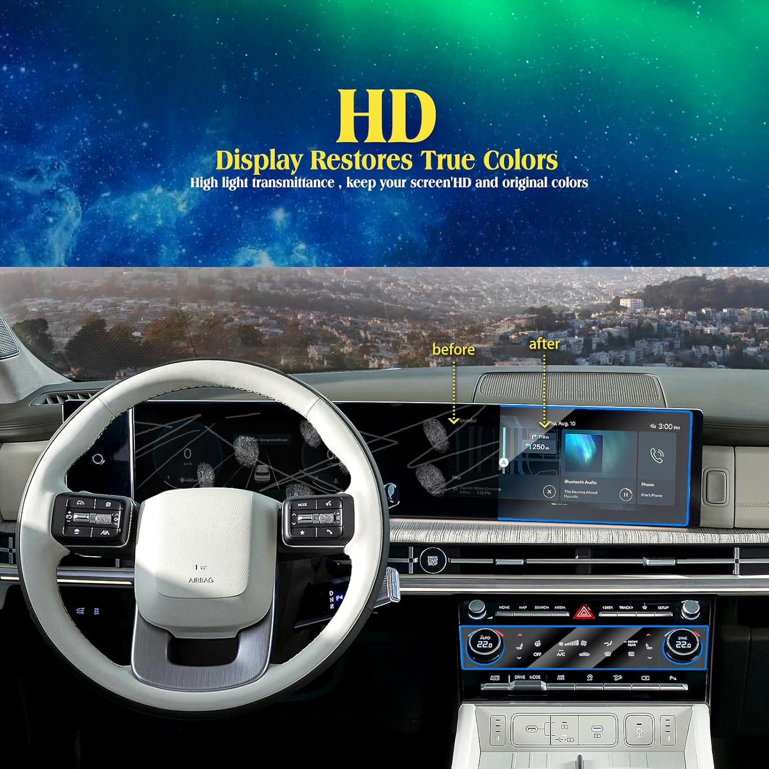 (Set of 2) 2024 Santa Fe Screen Protector for 2024 San ta F e Hybrid Dual 12.3Inch Soft Screen Prot ector Displays Compatible with 2024 Santa Fe Screen Protector Film