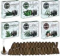 Vista 1 de TRUMIRI Leafy Incense Cones - Variety Pack - Total 60 Cone Incense (6 Scents x 10 Conos) - Citronella Lemongrass Eucalyptus Peppermint Cedar Pine