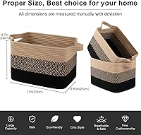 Vista 4 de OIAHOMY Cesta de almacenamiento, cestas tejidas para almacenamiento, cesta de cuerda de algodón para juguetes, cestas de toalla para baño, paquete