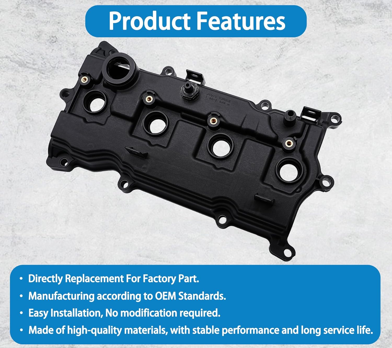 Engine Valve Cover with Gasket & Bolts & Oil Cap Compatible for 2014-2017 Infiniti Qx60, 2014-2017 Nissan Altima Rogue Murano, 2014 Pathfinder 2.5L Replaces# 13264-3KY0A