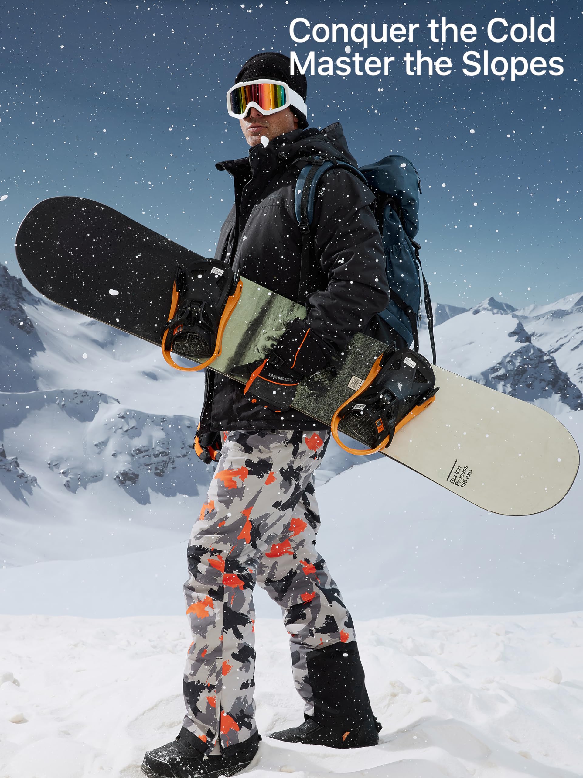 FREE SOLDIER Bavaglini da neve da uomo, pantaloni da sci Softshell, impermeabili, isolati, caldi, antivento, salopette da sci