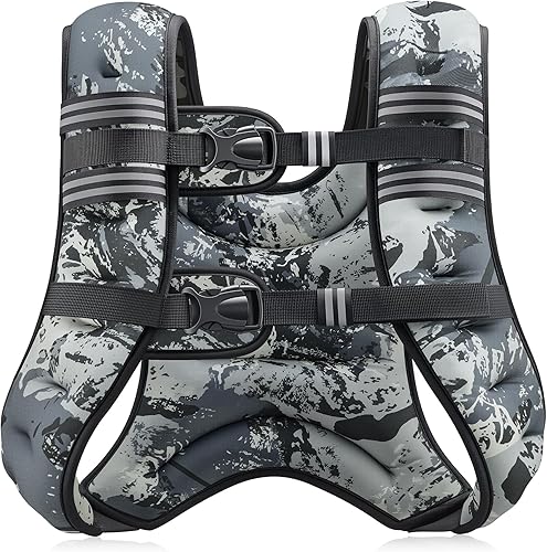 Miniatura 25 de ZELUS Chaleco con peso, chaleco de peso de 6 libras, 8 libras, 12 libras, 16 libras, 20 libras, 25 libras, 30 libras, con rayas reflectantes para