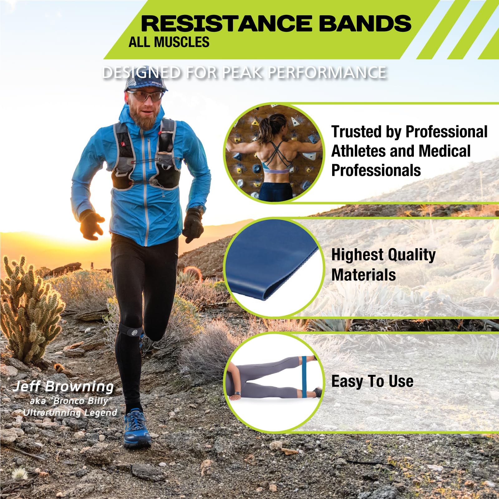 Pro-Tec Ultra Resistance Band - 49 Lbs Strength Training Band For Toning, Shoulders, Glutes, Legs