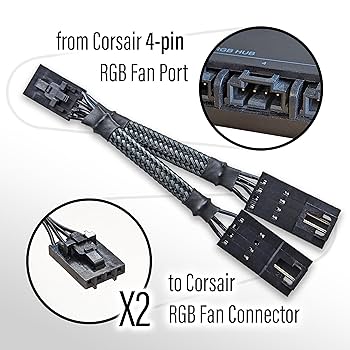 GINTOOYUN 2 Pack 1 To 4 ARGB 5V 3 Pin Female To Four SM 3 Pin