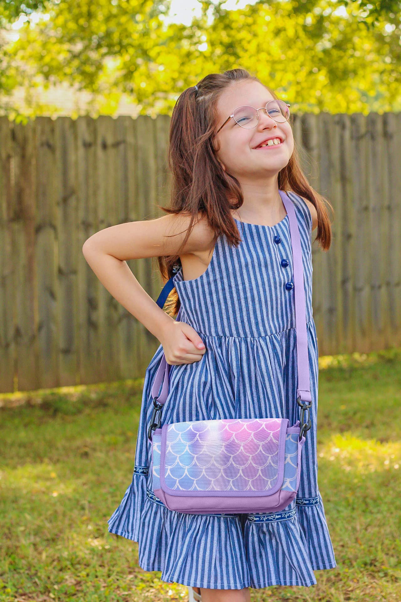 Choco Mocha Girls Crossbody Purse for Kids, Girls Messenger Bag for Little Girl Mermaid Purse, Christmas Gift for Kids Girl, Purple