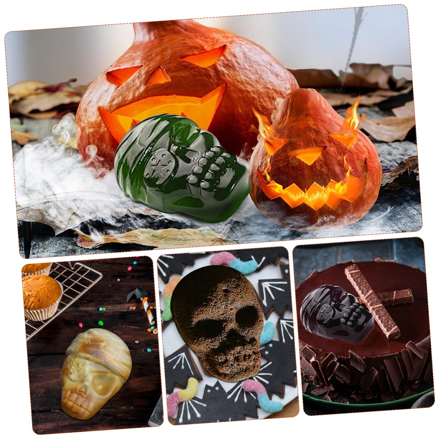 Alipis 2 Piezas molde de hielo de calavera molde de chocolate de halloween bandeja de cubitos de hielo de halloween de silicona s de silicona de de calavera