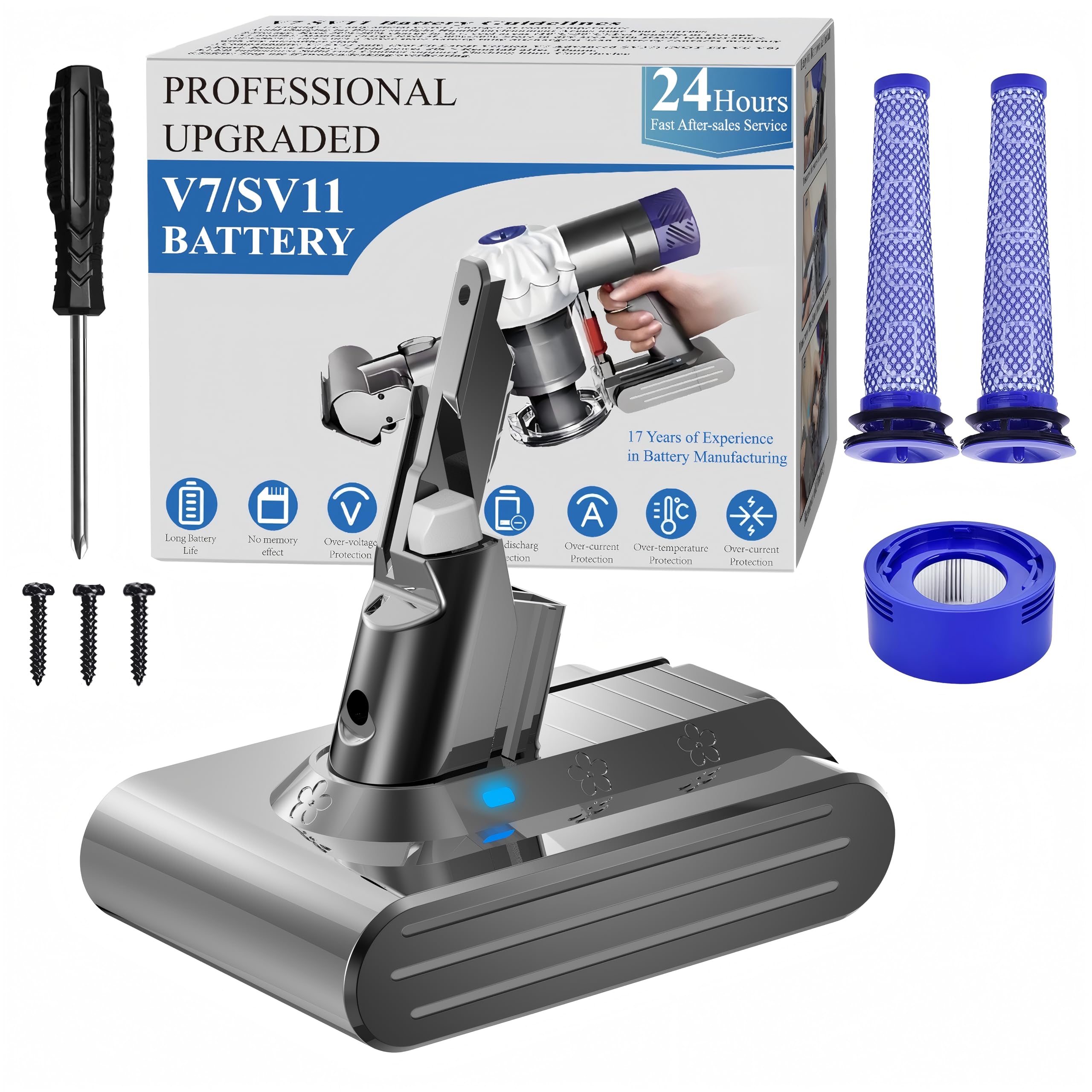【奇跡】バッテリーほぼ新品Dyson v7（sv11） Amazon.com: BOTKK Upgraded 21.6V 6.0Ah Replacement for Dyson V7