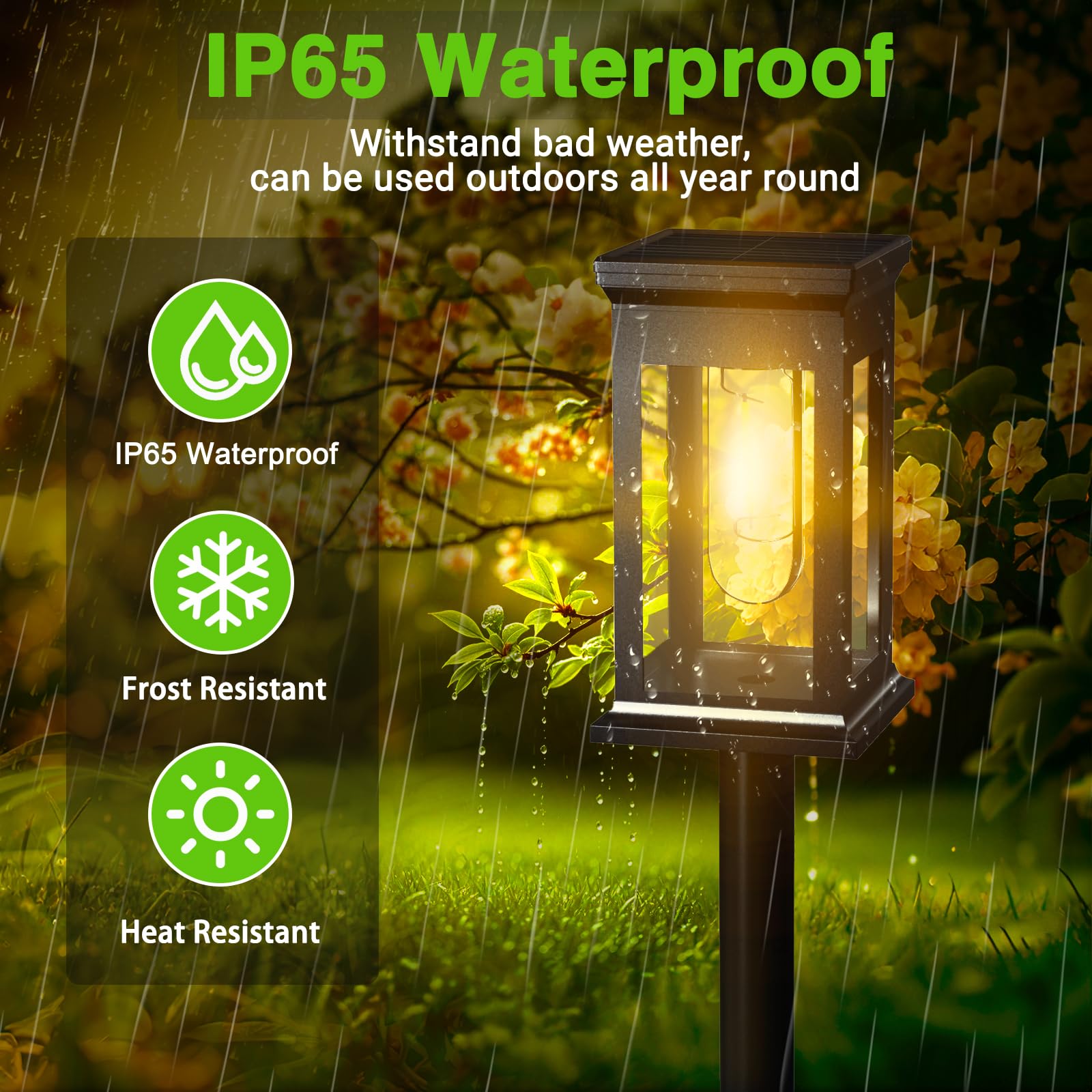Paquete De 6 Luces Solares Para Jardín Exterior, Luces LED Tradicionales De Tungsteno Blanco Cálido De 3000K, Batería De 800 Mah, Impermeables IP65, Ideales Para Parterres,Camino, Césped, Regalo