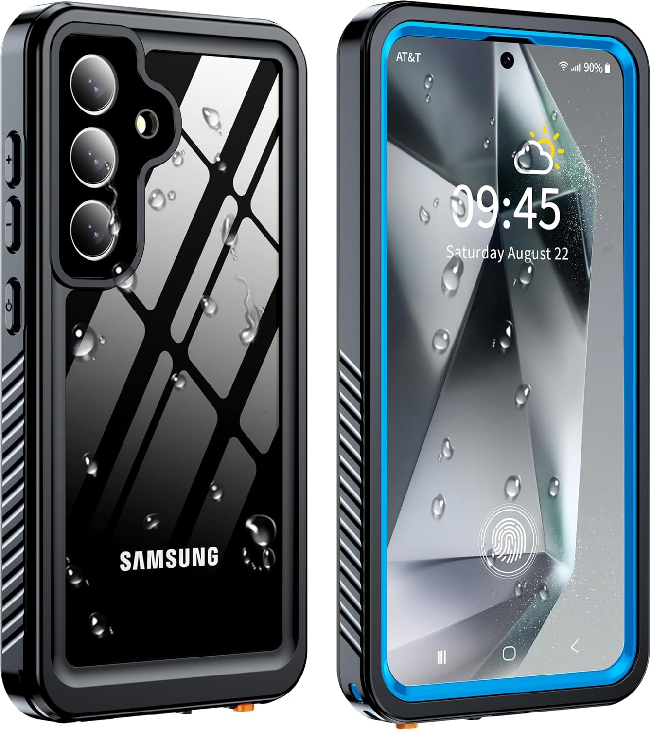 GOLDJU for Samsung Galaxy S25 Case Waterproof,IP68 Waterproof Dustproof Case with Built-in Screen Protector, Full Body Protective Phone Cover for Galaxy S25 6.2 Inch, Blue/Clear