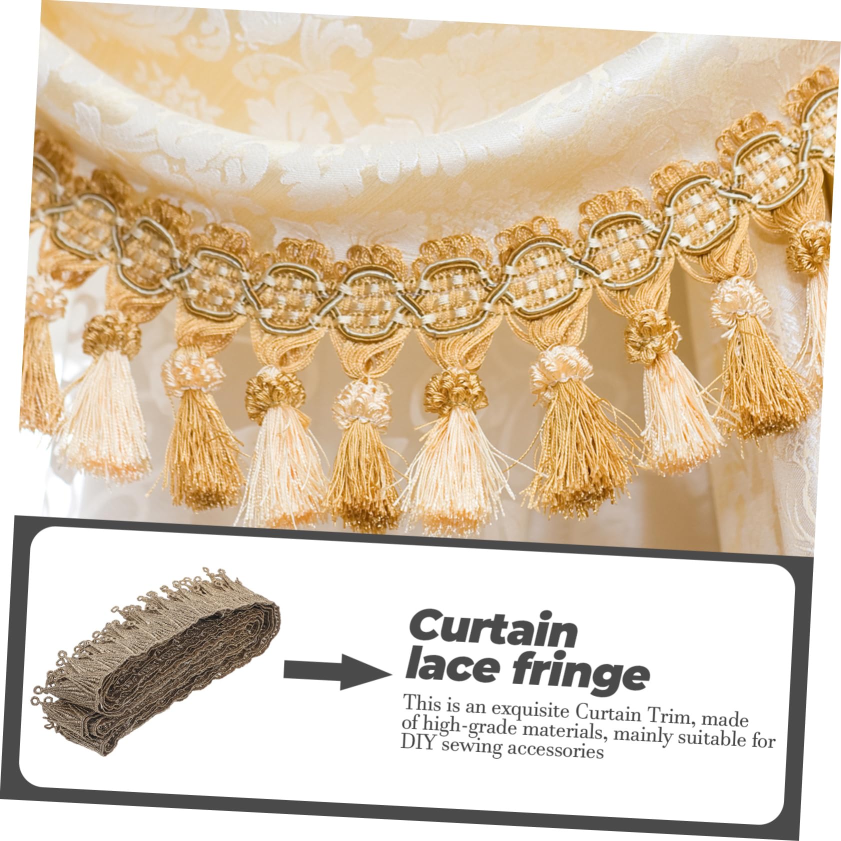 Fringe Dentelle Dorée Pour Rideaux Finition Décorative Pour Couture Et Artisanat Yards De Bordure Élégante Pour Projets Et Décorations De Maison