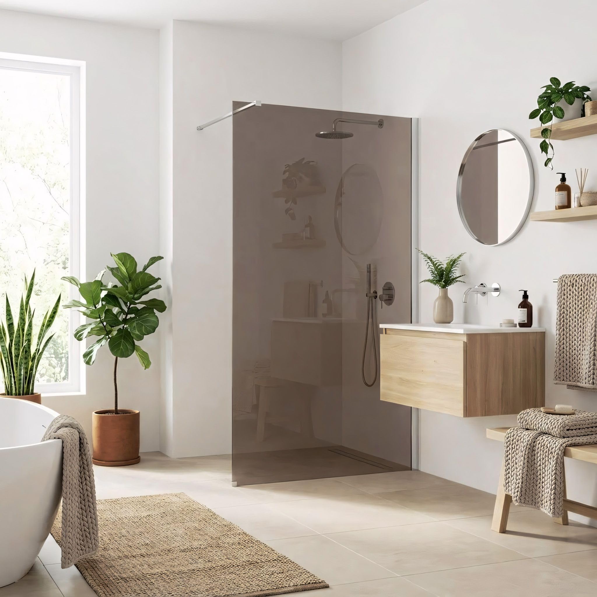 Rea ścianka prysznicowa Flexi brown 140, Chrom