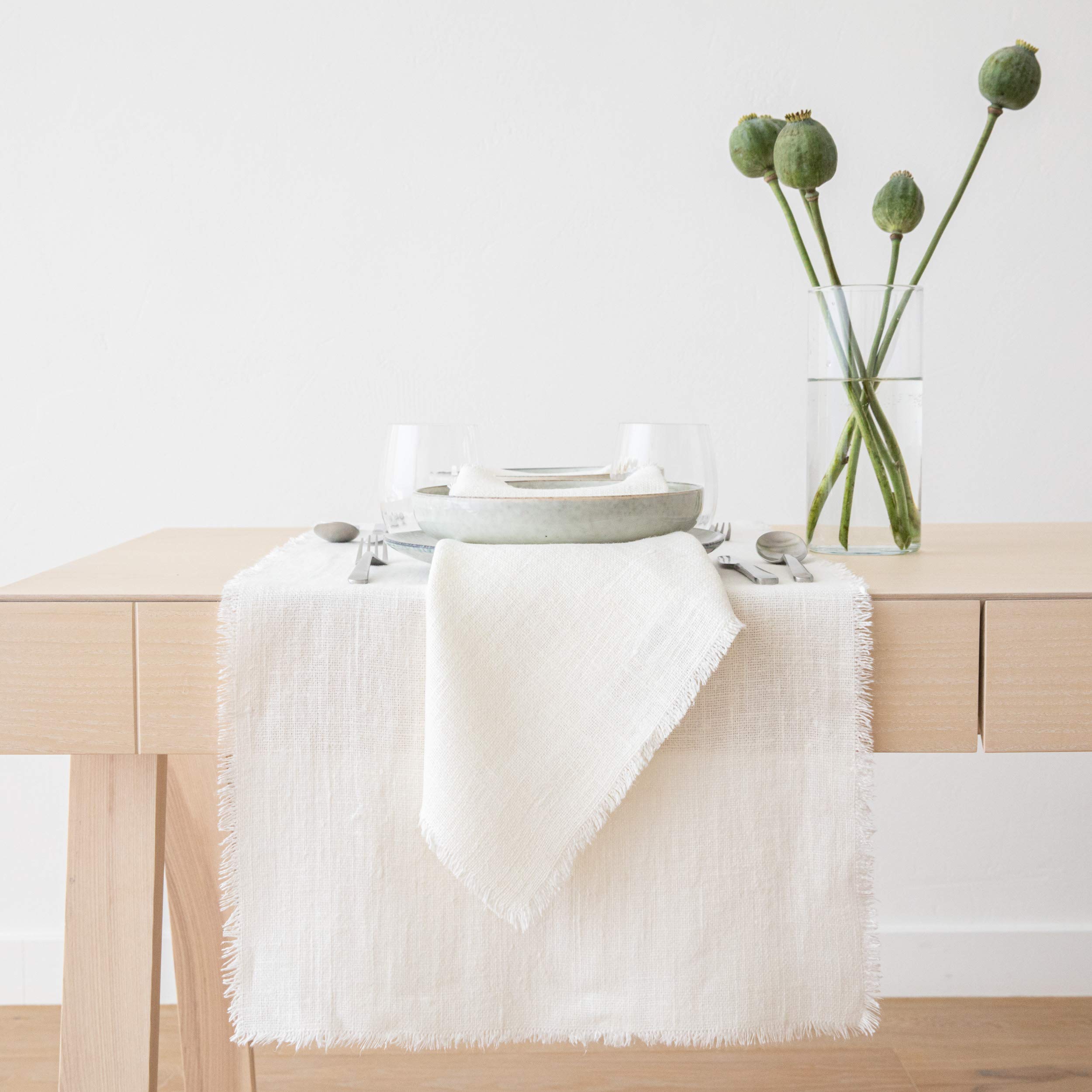 Linenme Chemin de Table, Collection Rustic, 45x183cm, Blanc cassé