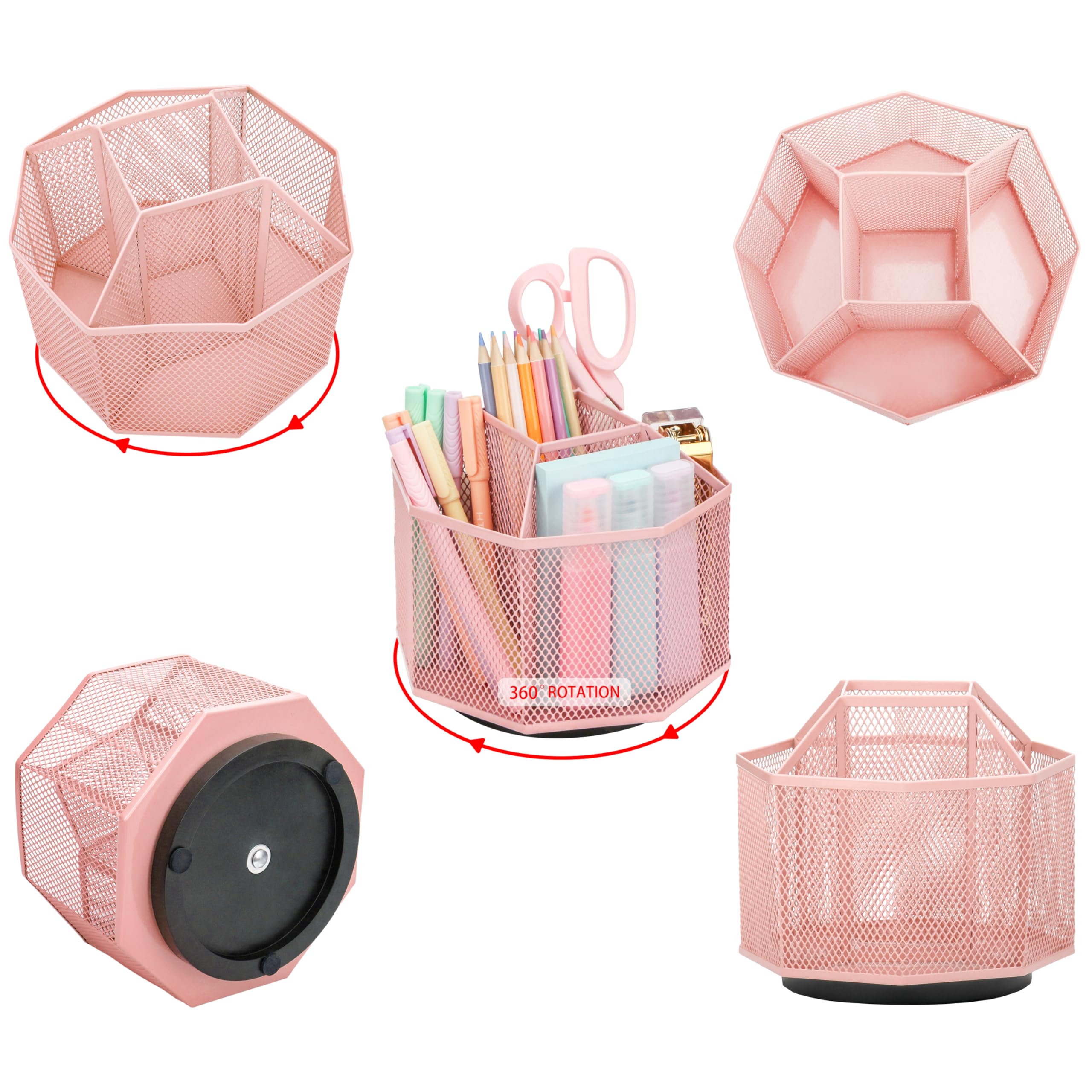 EXERZ Desk Organiser/Desk Tidy Caddy/Pen Holder/Multifunctional Organiser (Light Pink) - Image 4