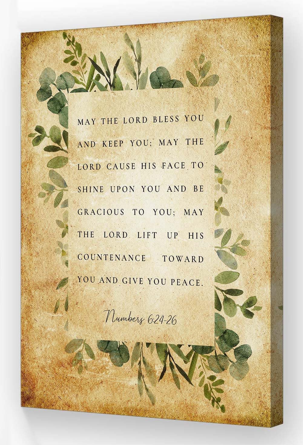 Jaesxxco Numbers 6 24-26 The Blessings Bible Verse Canvas Wall Art Vintage Scripture Posters Religious Quote Wall Decorative for Bedroom Poster Kitchen Unframed 8x10inch