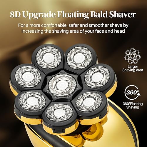 Miniatura 2 de Afeitadora de cabeza para hombres calvos, maquinilla de afeitar eléctrica 8D, multifuncional, afeitadora eléctrica inalámbrica, afeitadora de cabeza