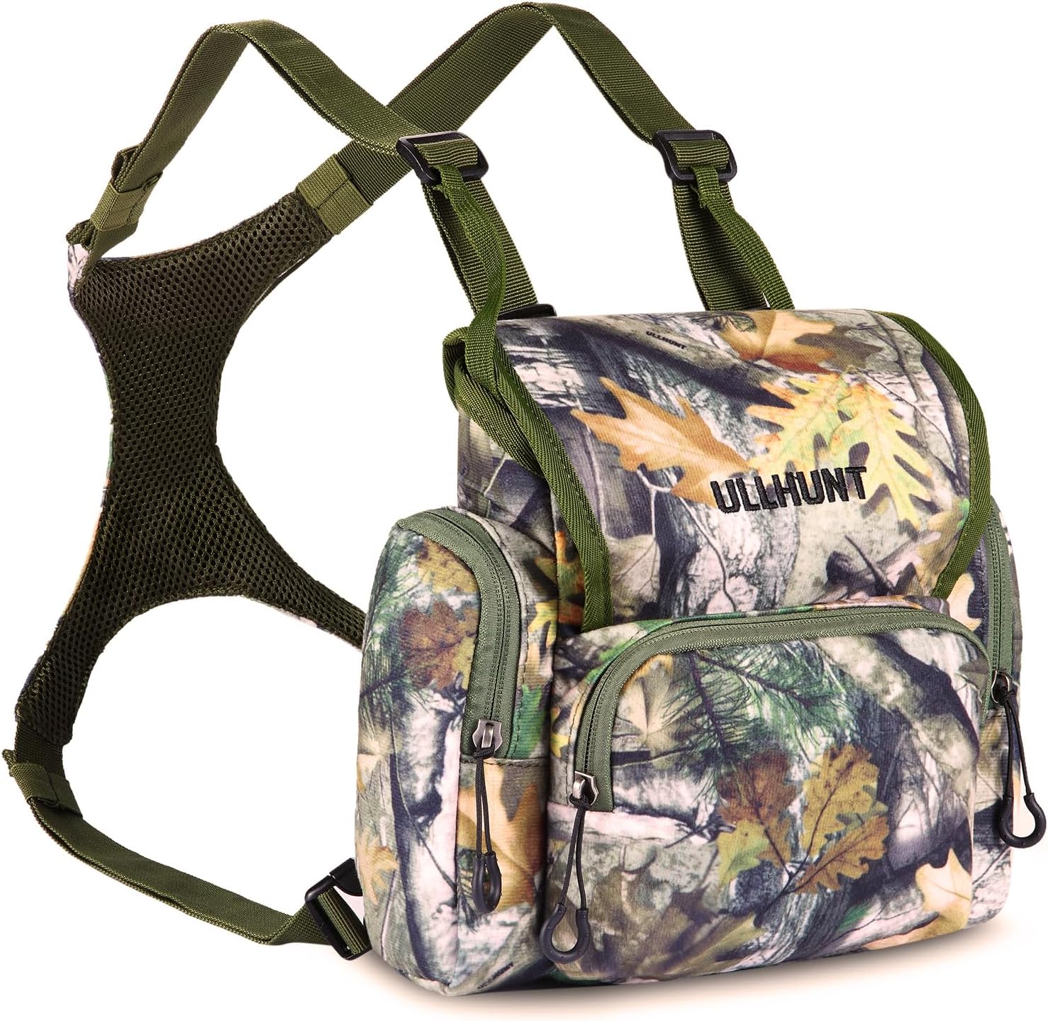 UIIHUNT Binocular Harness Chest Pack - Lightweight Bino Harness with Rangefinder Pouch - Durable Binocular Chest Packs for Hunting & More - Bino Harness Holds rangefinders, Phones, ect (Tree Camo)