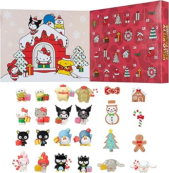 Jazwares Hello Kitty and Friends Holiday Advent Calendar - 24 Exclusive Items - Seasonal Toys for Kids - Officially Licensed Sanrio Product from Ages 6+
