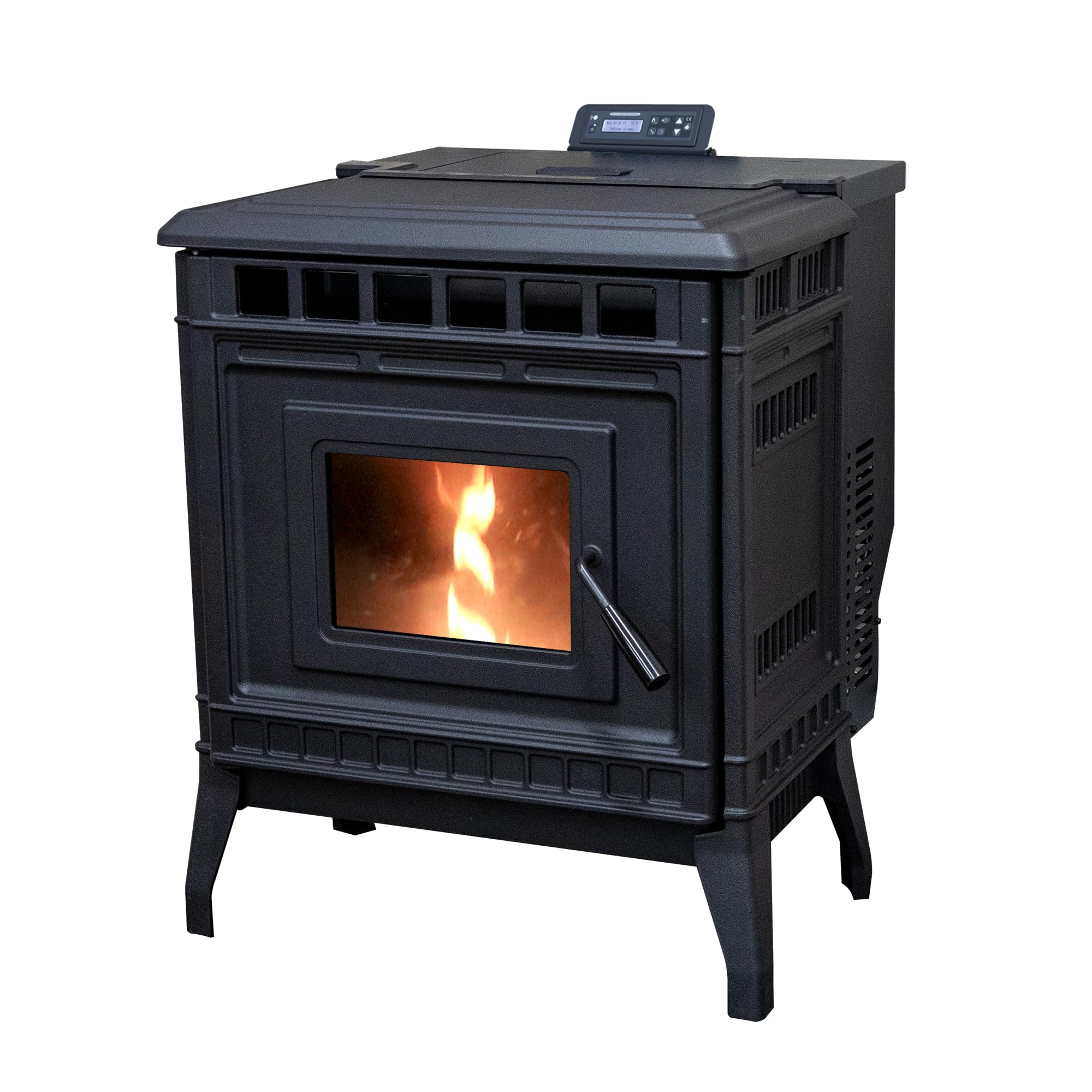 Smart Home Compatible–Fully controllable via mobile app (iOS and Android) Cast Iron Pellet Stove