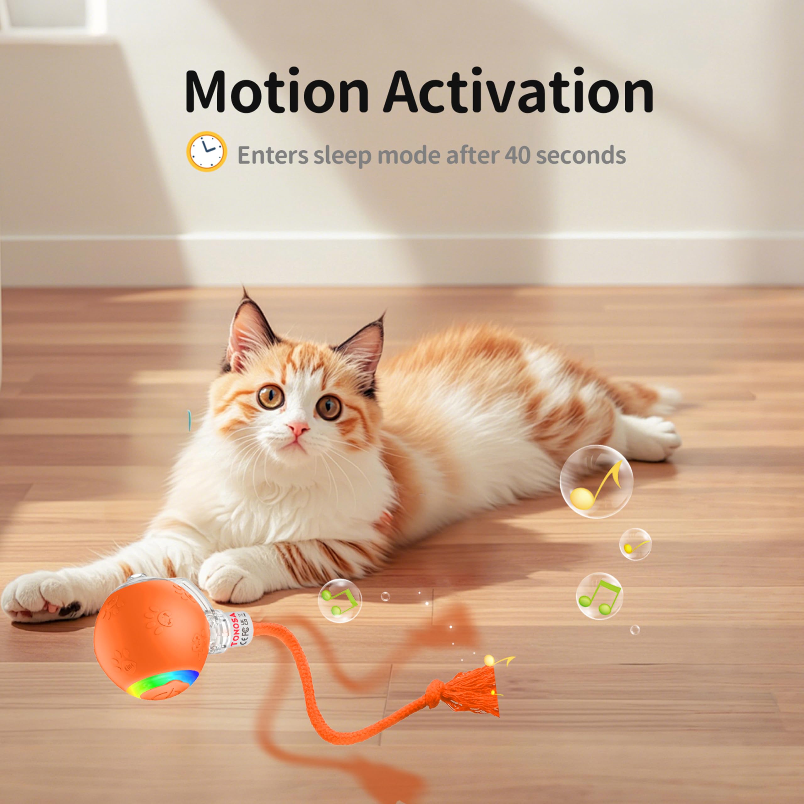 Juguetes interactivos para gatos de interior, rodar rápidamente en la alfombra, juguetes automáticos para gatos de interior aburridos, activado por movimiento