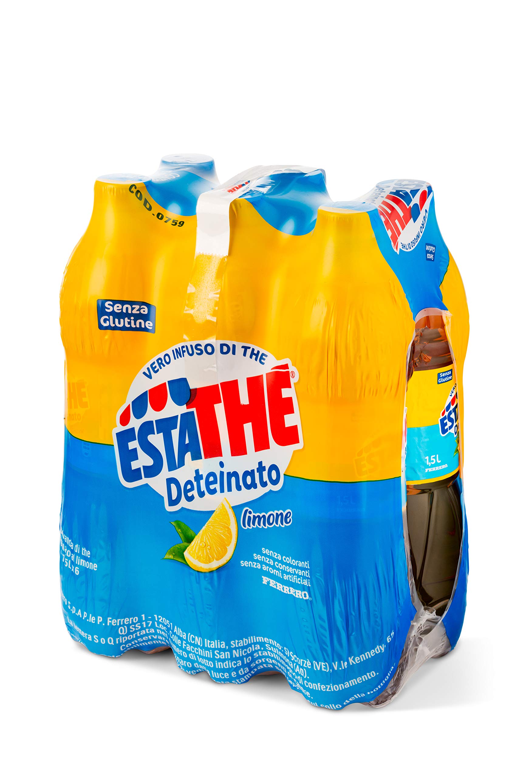 Estathé, Vero infuso di The deteinato al Limone, confezione da 6 bottiglie x 1,5l