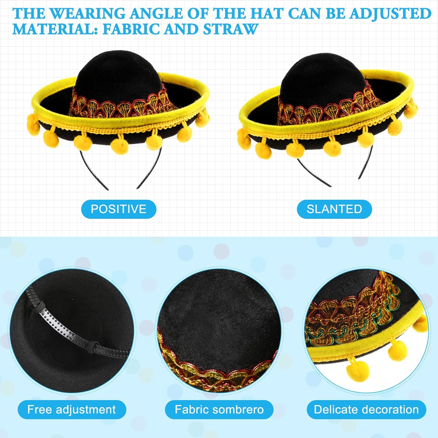 Janinka 18 Pcs Fiesta Mexican Sombrero Hats colorful Headbands Paper Mexican Eyeglasses Cinco De Mayo for Celebrations