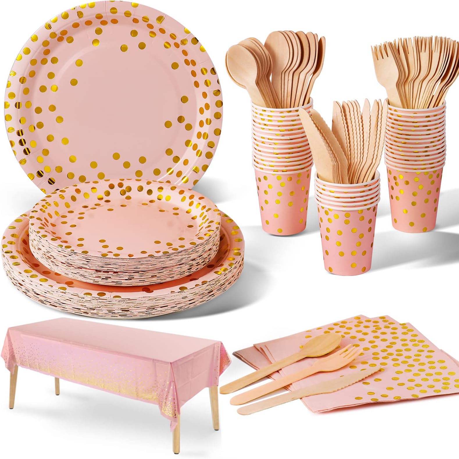140Pcs Party Vaisselle,Kit Vaisselles Anniversaire Assiette Dîner Papier Tasse Serviette