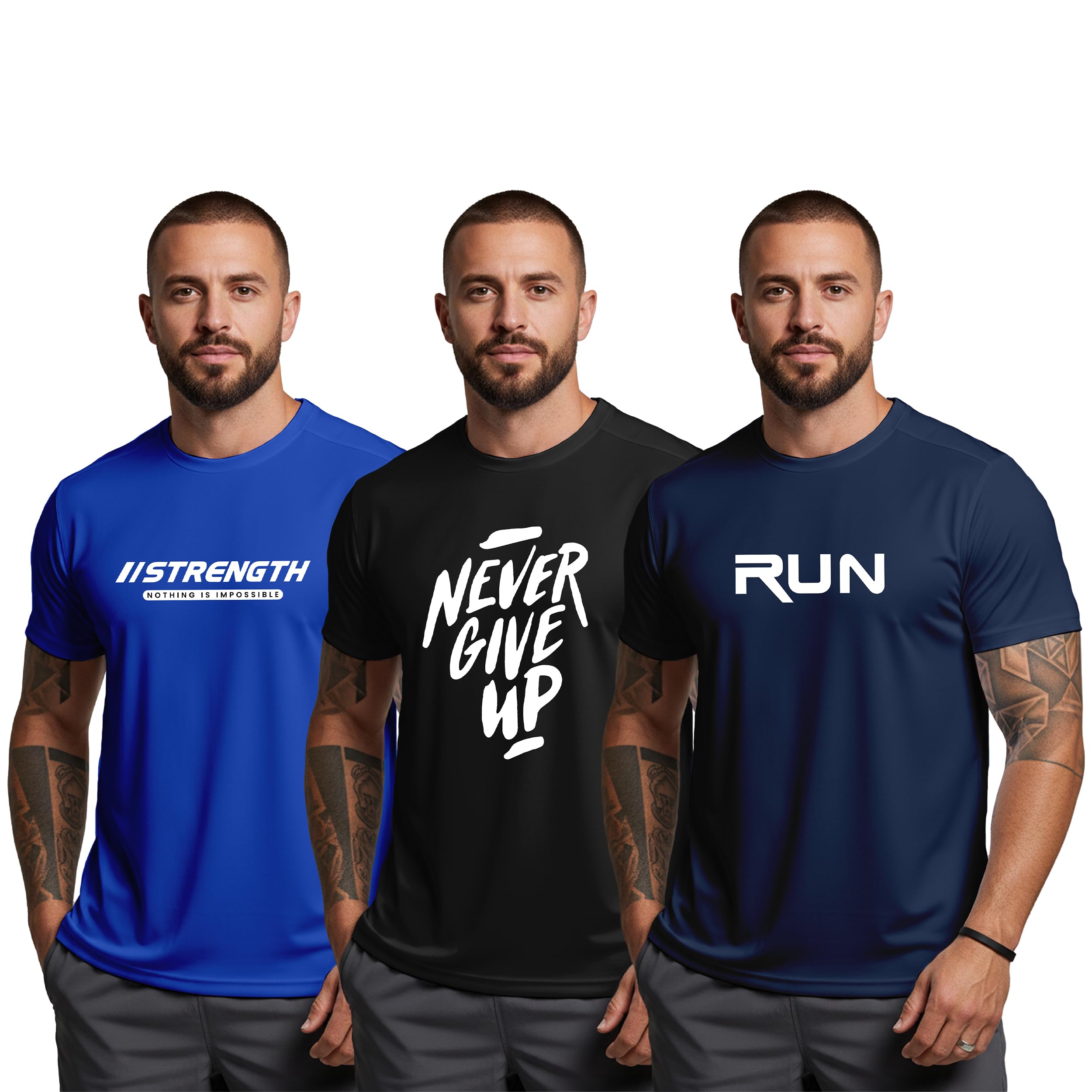 peppyzone Men’s Printed Gym T-Shirt Combo (Pack of 3) | Micro Polyester Short Sleeve Activewear | Breathable Workout Tee for Gym, Running, Fitness & Training-picture-33