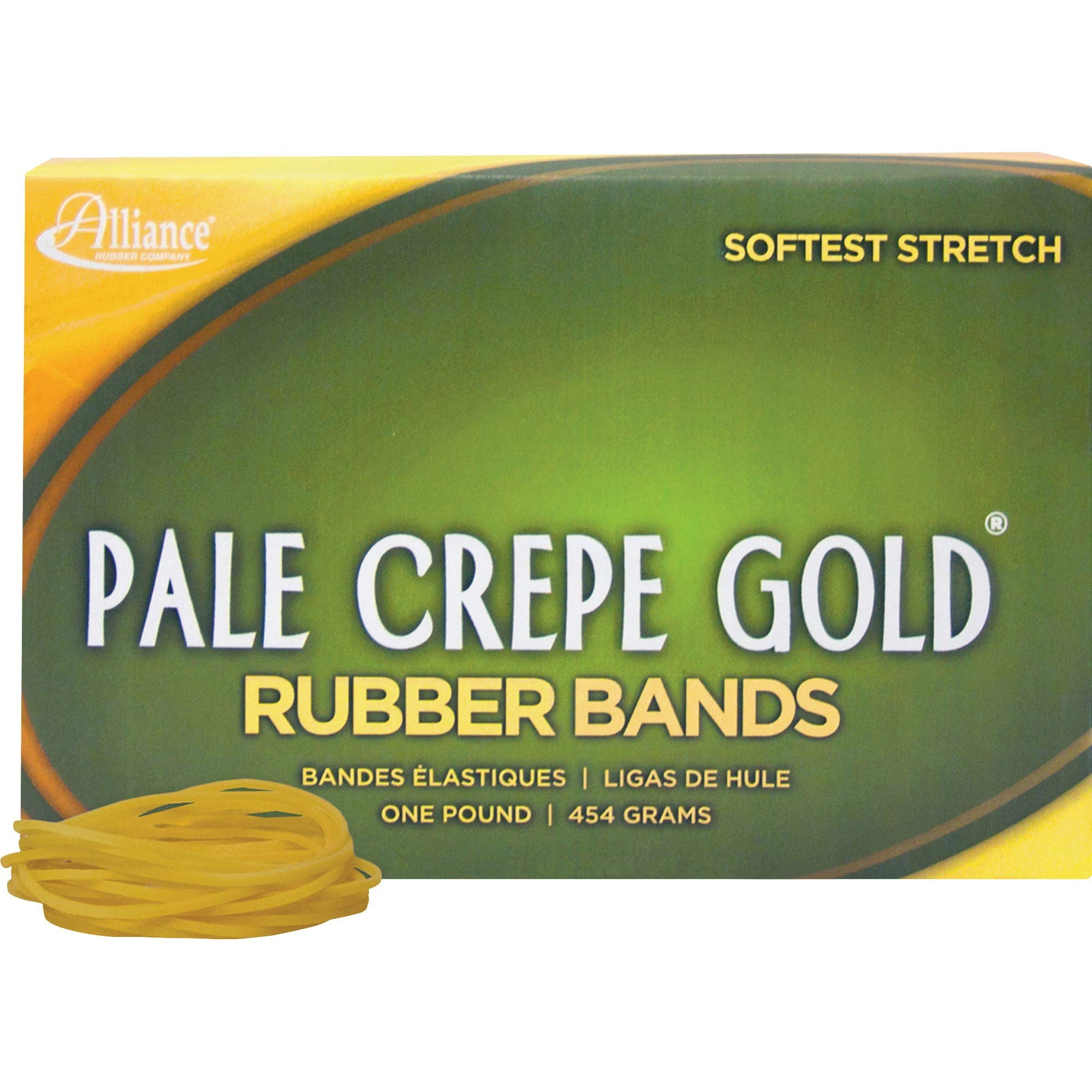 Alliance Rubber 20165 Pale Crepe Gold Rubber Bands Size #16, 1 lb Box Contains Approx. 2675 Bands (2 1/2" x 1/16", Golden Crepe) โ image 1