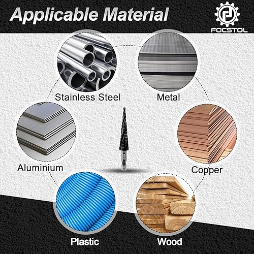 Miniatura 5 de FOCSTOL Broca de cuatro espirales de cobalto para flauta  Broca escalonada HSS de 18 a 12 pulgadas M35 con vástago hexagonal de cambio rápido para