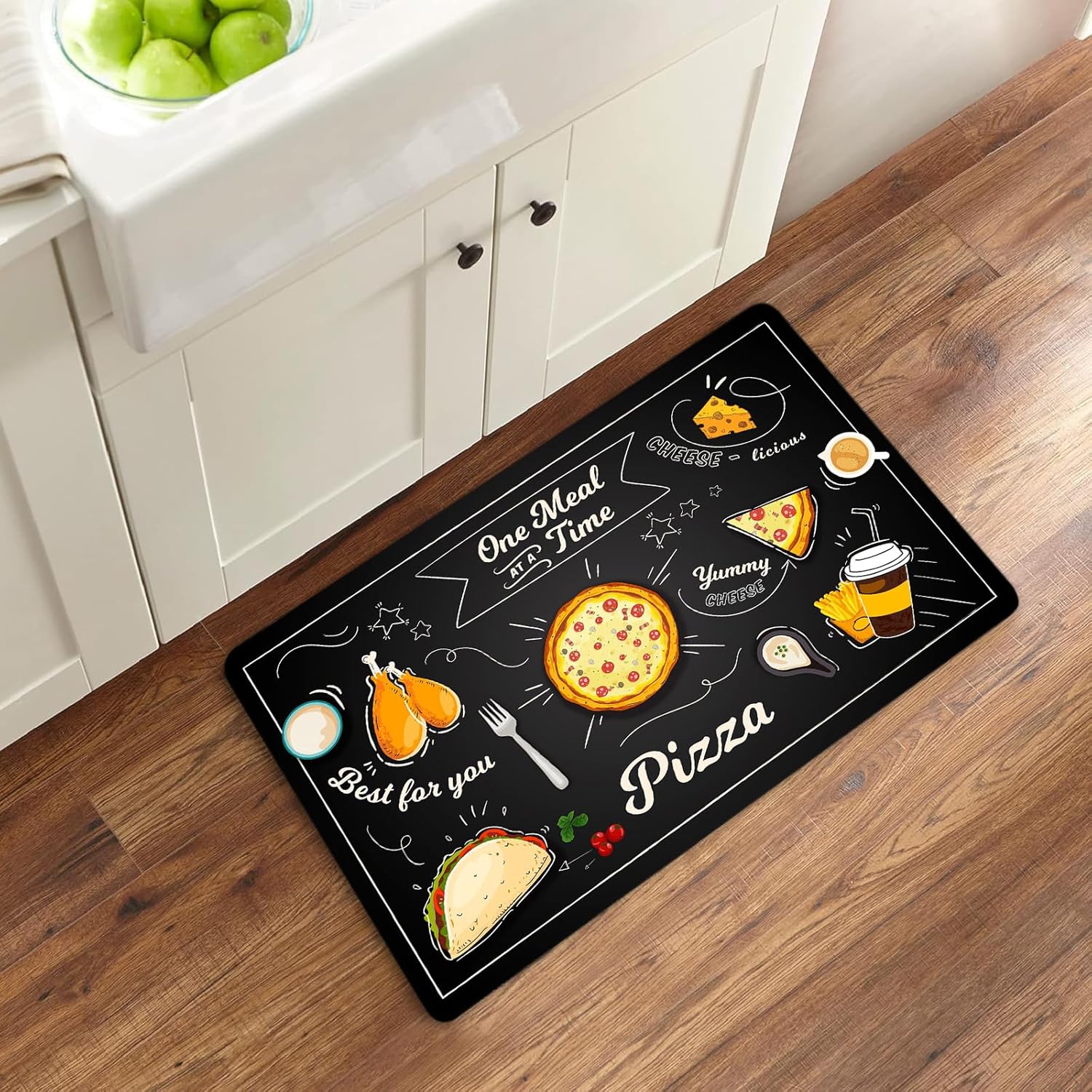 Kitchen Mats for Floor,36x48 Vintage Pizza Kitchen Rugs Non-Slip,Cushioned Anti Fatigue Mats for Kitchen Floor,Waterproof Kitchen Floor Mats, Sink, Laundry, Office