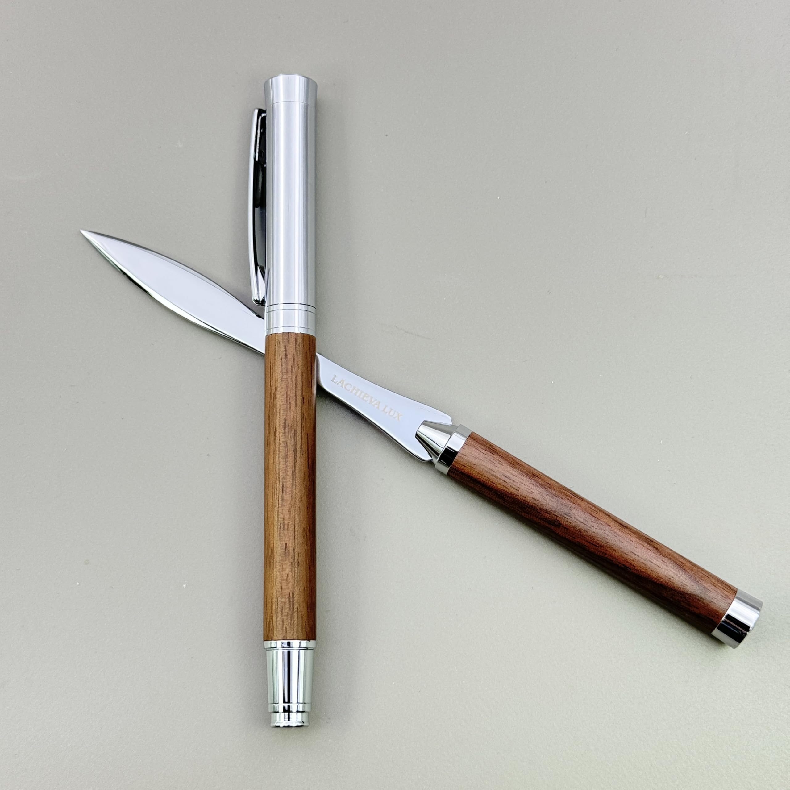 LACHIEVA LUX Walnut Rollerball Pen and Letter Opener Gift Set, Solid Wood with Rich Grain, Gift for Men and Women TimberDuo Series - Image 2
