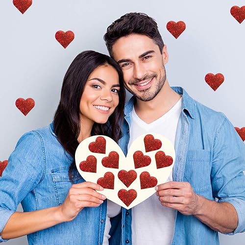 Miniatura 5 de Zonon 1000 calcomanías de corazón con purpurina, rollo de calcomanías decorativas autoadhesivas para bodas, aniversarios, fiestas, tarjetas, cajas,