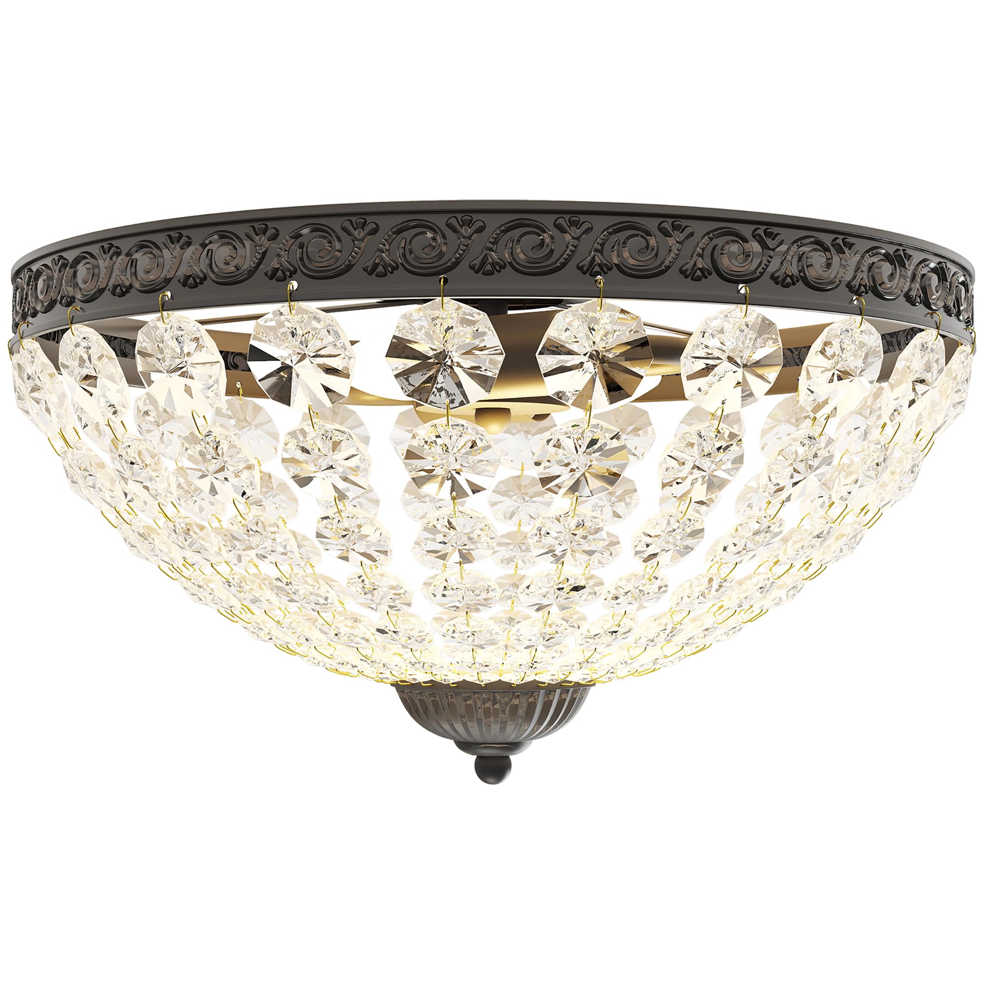 HOMCOM Black Chandelier Crystal Ceiling Light