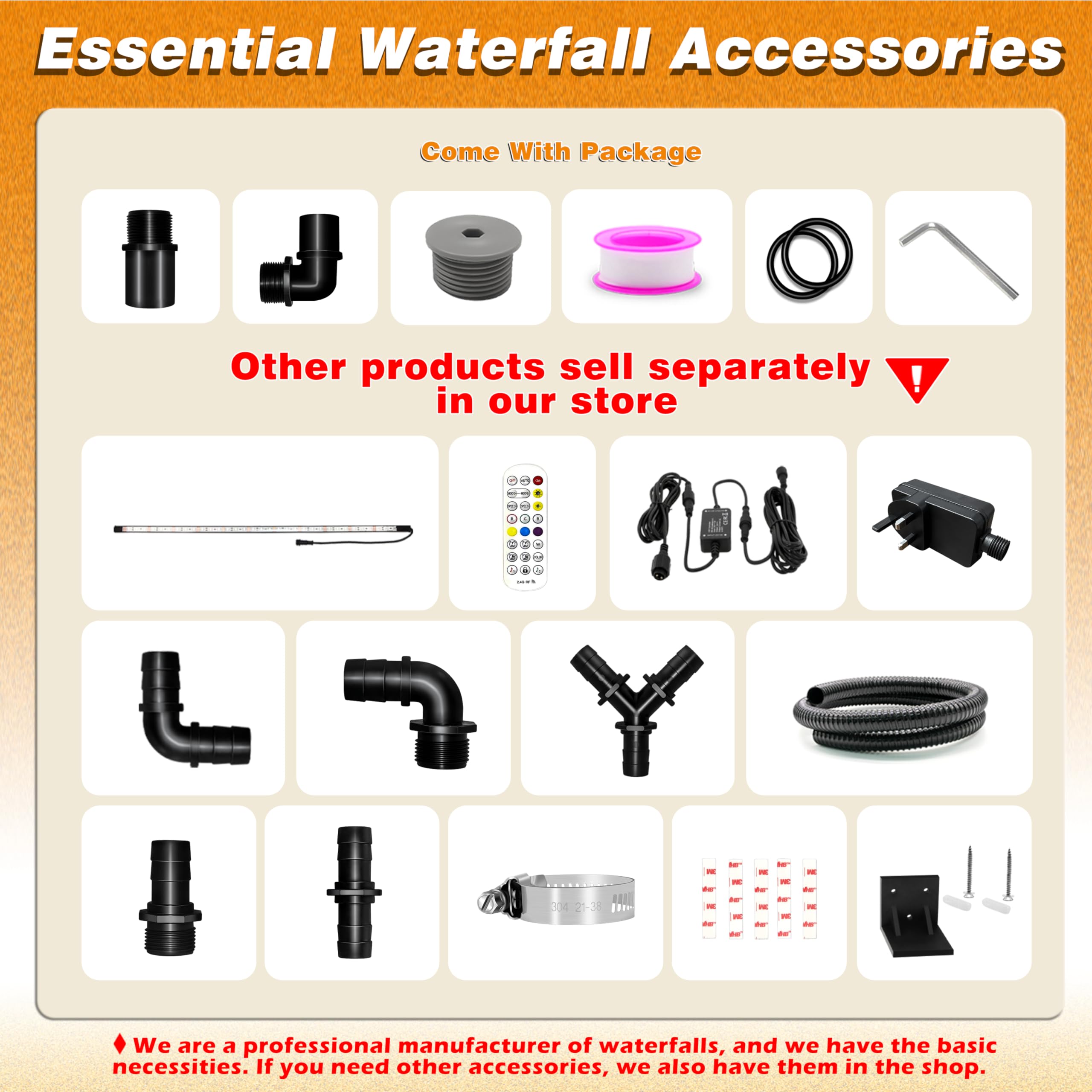 Teich Wasserfallklingen Set, 30 cm Acryl Poolfontäne mit Zubehör, Breite 20 cm Auslauf Wasserspiel Wasserfallkaskade für Garten Patio Teichdekoration