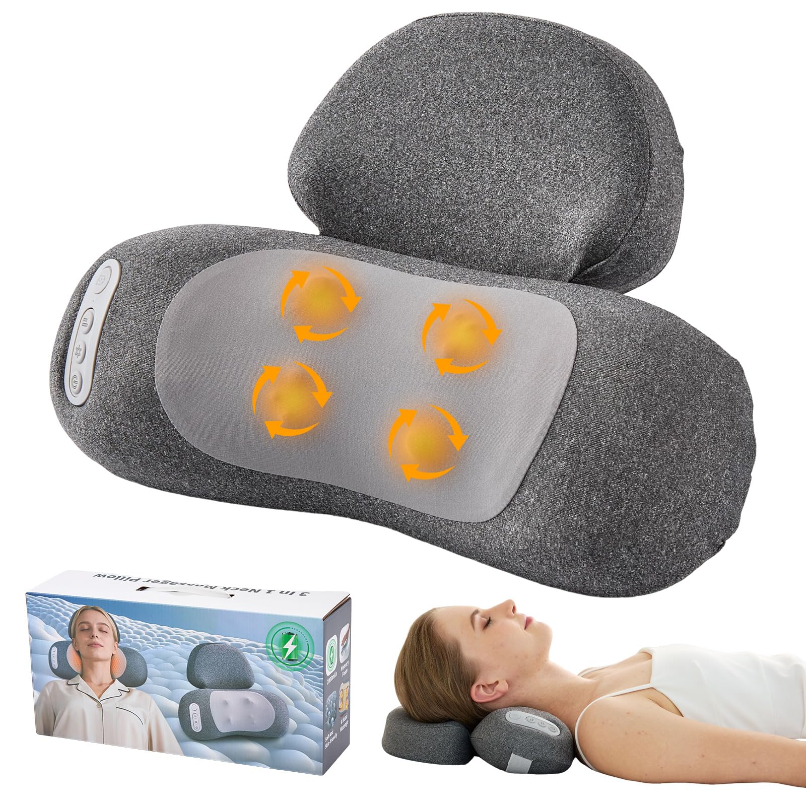 Photo 1 of [UNTESTED] TUFPUZRLCT 4D Kneading Shiatsu Neck and Shoulder Massager Pillow, Portable Cordless Neck Massager for Pain Relief Deep Tissue, Neck Massager with Heat, Birthday Gifts for Men Women Mom Dad